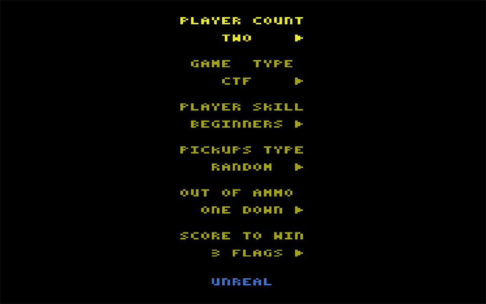 Game configuration screen