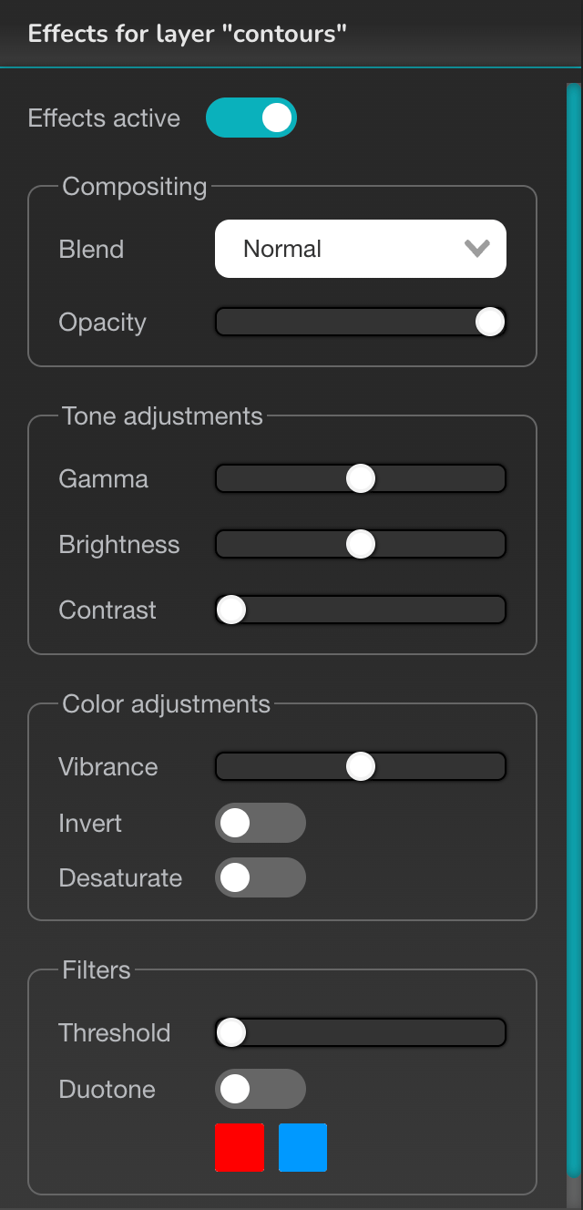 layer filter panel
