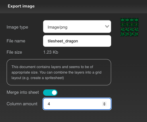 exporting a spritesheet